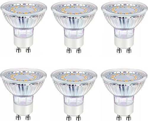 YIQAN GU10 Bombilla LED 3000 K blanco cálido equivalente a halógeno de 50 W, bombilla LED de repuesto para iluminación de pista empotrada, proyector de 120 grados, 4 W 400 lm, paquete de 6 Cover