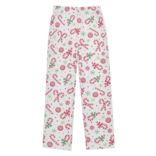 ZZXXB Xmas Candy Canes Boys Long Pants Soft Trousers Elastic Waist Kids Lounge Bottoms with Pockets S-XL