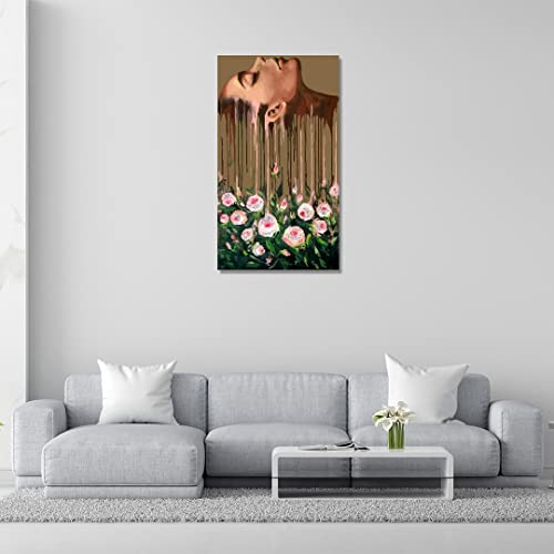 Image of RANGOLI 100% Cotton Stretched Canvas Painting 400 GSM, Framed Brain Rose Canvas Abstract Wall Art for Living Room, 3D Paintings for Wall Decor (18 x 30 Inch With Frame)