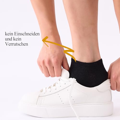 Niorasen Sneaker Socken Herren Damen, 10 Paar Baumwolle Kurze Sneakersocken Halbsocken, Schwarz 43-46