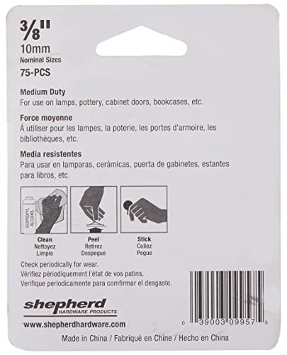 Shepherd Hardware 9957 3/8-Inch Self-Adhesive Felt Furniture Pads, 75-Pack, White #TOP4