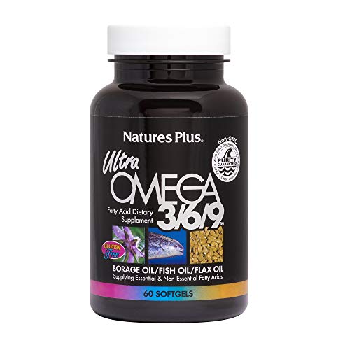 NaturesPlus Ultra Omega 3 6 9 - 1200 mg, 60 Softgels - Borage Oil, Fish Oil, Flax Oil Supplement, Promotes Heart Health, Mood Enhancer, Anti-Inflammatory - Gluten-Free - 60 Servings