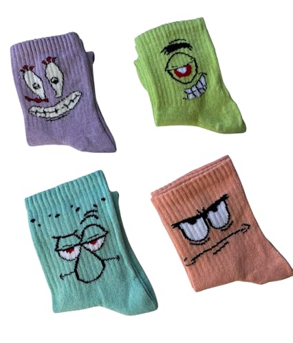 Unisex Patterned College Socks - 4 Pairs Set | Comfortable & Durable Cotton Socks3