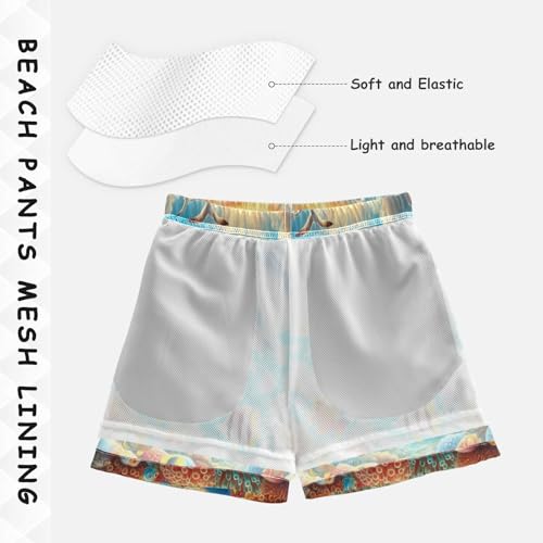 Ocean Rainbow Dolphins Boys Swim Trunks Quick Dry Toddler Swimsuit Boy Swimwear Board Shorts Bathing Suits L4
