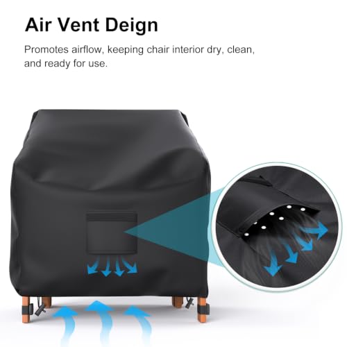 Image of Adirondack Outdoor Chair Covers Waterproof 33 inchWx35 inchDx36 inchH, Black | 2 Pack Patio Furniture Covers Protect from Rain and UV; Heavy-Duty Oxford Fits Lounge, Deep-Seat & High-Back Chairs on Lawn