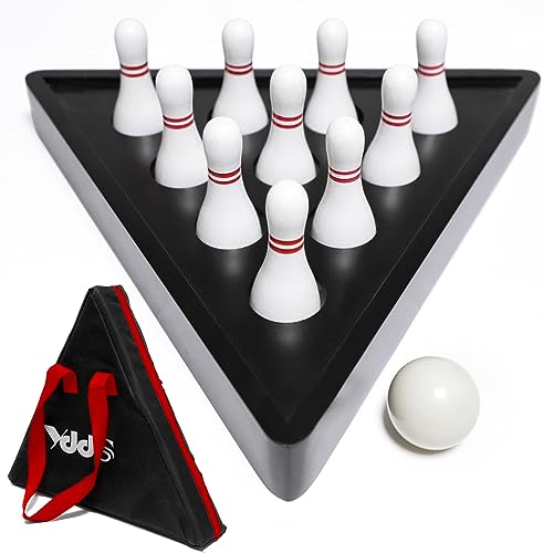YDDS Shuffleboard Bowling Pin Set with 10 Pcs Premium Hardwood Bowling Pins
