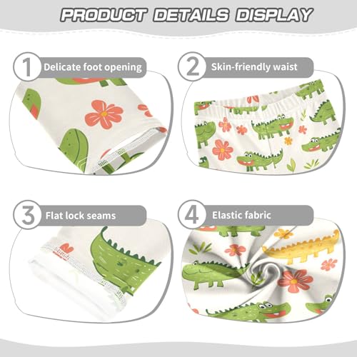 Crocodile Floral Cartoon Girls Casual Leggings for Kids Printed Long Pant Bottoms Stretch and Soft3