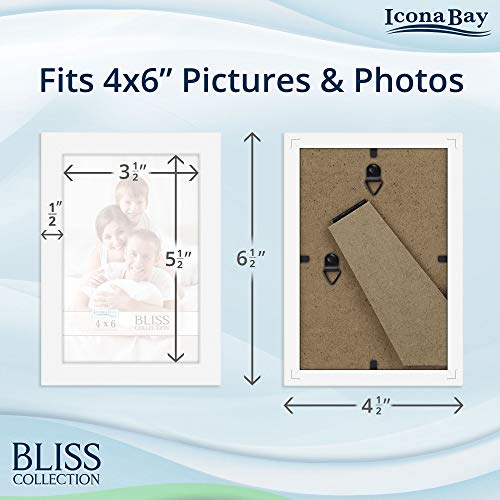 Icona Bay - 4x6 Picture Frames - White, 12 Pack - Modern Style Engineered Wood Frames - Table Top or Wall Mount - Bliss Collection by Icona Bay - Image 2