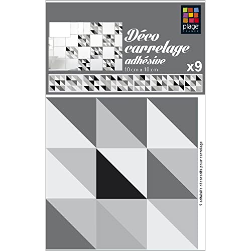 PLAGE 260118 9 Tiles Stickers - Scandinavian, Grey (10 x 10 cm)