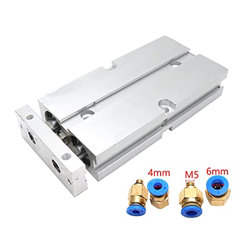 Sydien 16Mm Bore 50Mm Stroke Pneumatic Air Cylinder Double Action Double Rod With 4Pcs Straight Quick Fitting (Tn16X50) #TOP1