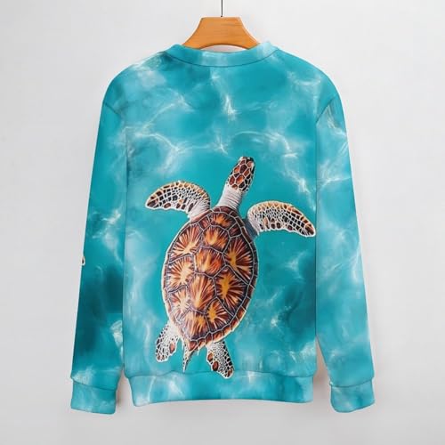 Sea Turtle Swimming Men's Crew Neck Sweater Knit Pullover Women Casual Long Sleeve Crewneck Loose Fit Top3