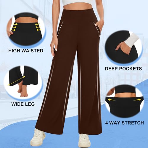 NEW YOUNG High-Waist Wide-Leg Palazzo Pants 3-Pack (Black/Brown/Apricot) — view 6