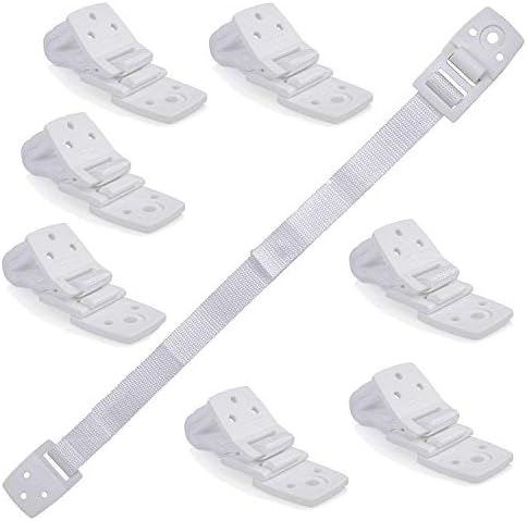 Bebe Earth - Furniture and TV Anti-Tip Straps (8-Pack) for Baby Proofing and Child Protection - Adjustable Wall Anchor Safety Kit - Secure Cabinets and Bookshelf from Falling (White)