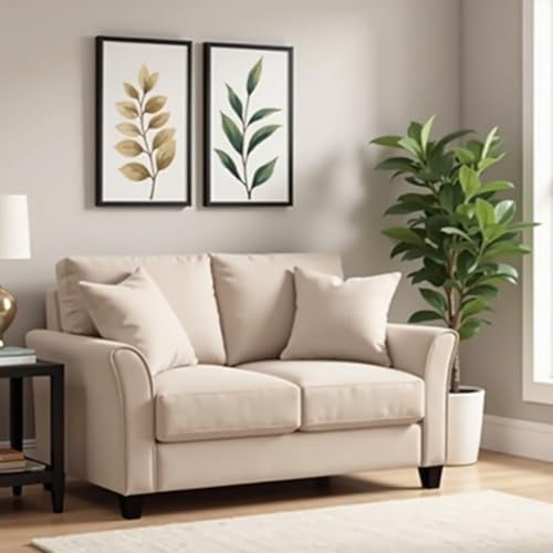 Avion - Berry 2 Seater Sofa for Living Room (Beige) Premium Fabric Two Seater Sofa Chair, Couch for Living Room, Bedroom, Guest Room, Home, Office| 3 