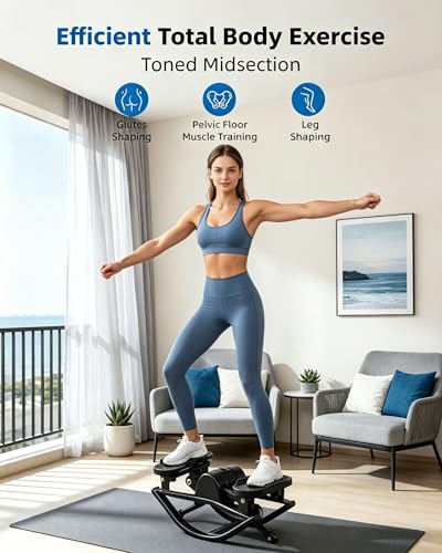 Image of Side Stepper Exercise Machine for Home, Quiet Low Impact Twist Stepper with Resistance Bands & LCD Monitor, Compact Stair Stepper for Office Small Space, 300lbs Weight Capacity