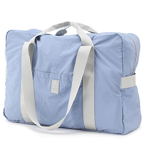 VanFn Foldable Travel Duffel Bag, Lightweight Packable Gym Sports Bag, Water-Resistant Nylon Weekend Bag with Shoe & Bottle Pockets, Luggage Sleeve, Shoulder Strap for Women and Men, P.Travel Series