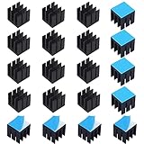 Jeteokar 20pcs Aluminum Heatsink 0.47x0.47x0.47inch / 12x12x12mm Heat Sink with Thermal Conductive Adhesive Tape for Raspberry pi Electronic Chip IC MOS Radiator Cooler Cooling