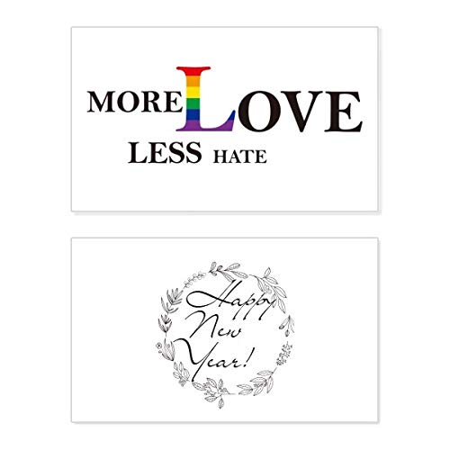 Carte de nouvel an LGBT cadeau arc-en-ciel More Love Less Hate à offrir