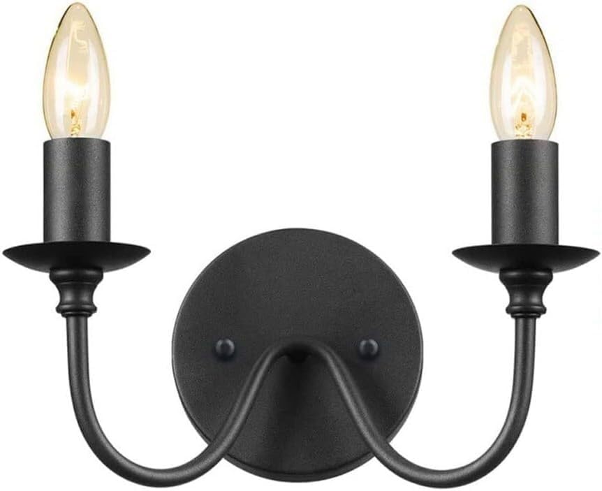 Luminaire rustique de ferme noir à 2 lampes pour mur extérieur