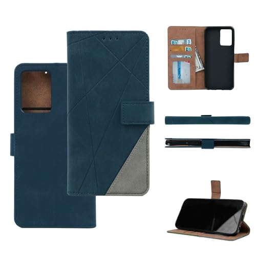 Image of amazon basics Redmi Note 14 Pro Plus 5G Flip Cover | Card Pockets Wallet & Stand | Flip Cover for Redmi Note 14 Pro Plus 5G (Blue with Grey)