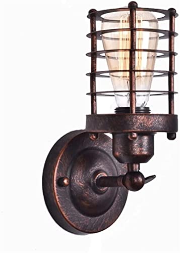 Aplique de pared rústico E27 con jaula de metal para iluminación interior de casas de campo