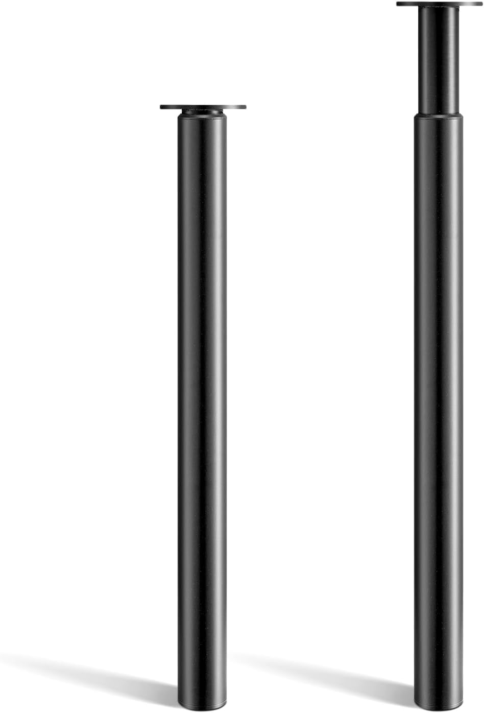 CROWNSHOP 2PCS Table Legs, Adjustable Metal Breakfast Bar Leg, 71-110 cm Height, 60 mm Diameter, Folding Design for Kitchen Worktop, Dining Table (Black, 2PCS) — image 1