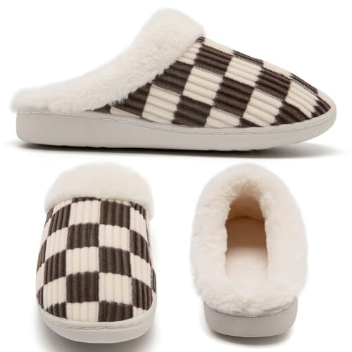 Image of Guyarns House Slippers for Women & Men - Fuzzy, Casual Indoor /Outdoor Shoes with Memory Foam & Faux Fur Lining