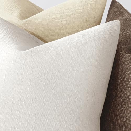 MIULEE Textured Chenille Throw Pillow Covers 18x18 Inch White — view 6