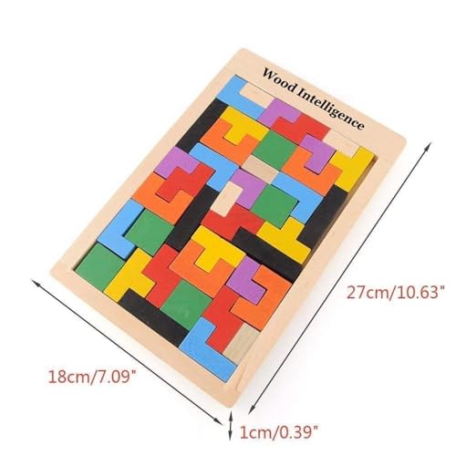 Image of Wooden Russian Blocks Set of 40 Pieces for Kids Adults, Wood Intelligence Puzzle for Ages 3-8,Wooden Puzzles Brain Teasers Toy Educational Gift for 7-10 Years