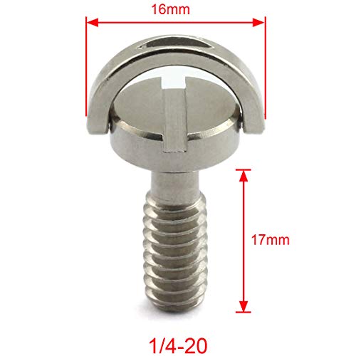 Hj Garden 2Pcs 1/4-20 Thread D-Ring Stainless Steel Camera Fixing Screws For Camera Tripod Monopod Qr Plate,D Shaft Quick Release Plate Mounting Screw 17Mm Length #TOP1
