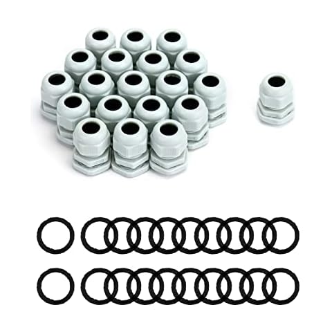 QWORK Kabelverschraubungen, wasserdicht Kunststoff Cable Gland, M20 x 1.5, 20 Stück Cover