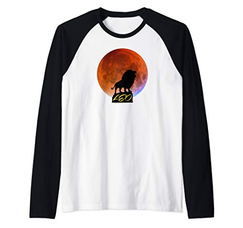 Mens August King Lion Leo T-shirt Art-Moon August Leo Birthday Raglan Baseball Tee
