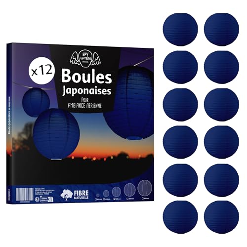 12x Lanterne Papier 30 cm Bleu Navy - Suspension Boule Papier 30 cm (12'') Type Lanterne Japonaise pour Decoration Mariage - 12 pièces - Le Must de la Gamme...
