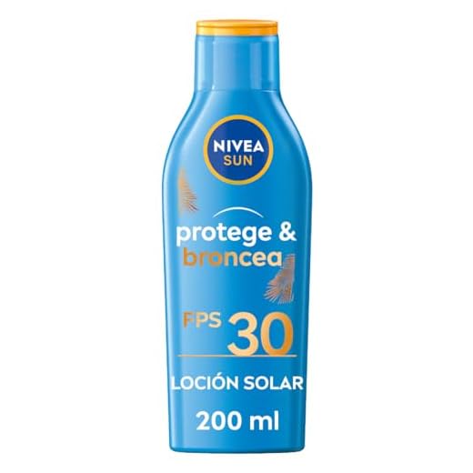 NIVEA SUN Protege & Broncea Leche Solar Activadora del Bronceado FP30 (1 x 200 ml), potenciador del bronceado resistente al agua, protección solar alta