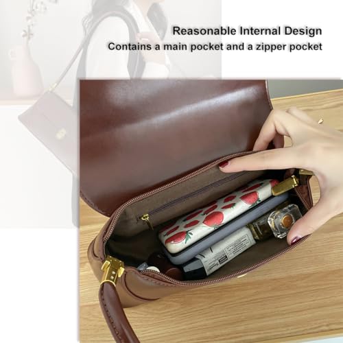 Image of Small Shoulder Bags for Women, Vintage Satchel Bags for Women Retro Classic Hobo Tote Handbag Mini Clutch Purses