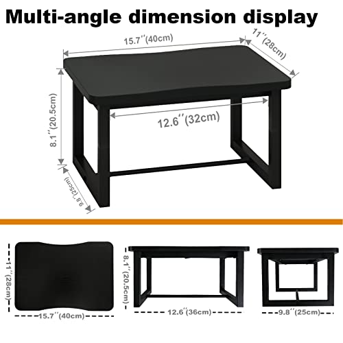 Image of Wooden Step Stool with 500 Pounds, Wide Bed Stool for Adults,Black Wood Step for Kitchen, Bedroom, Living Room, Bathroom