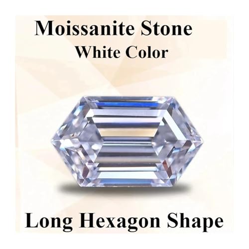 Pierre moissanite hexagonale longue éclat unique pour création de bagues haute joaillerie