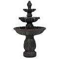 Sunnydaze Classic Tulip 46" Tiered Outdoor Water Fountain - 3-Tiered Outdoor Fountain for Garden, Patio, or Backyard - Dark Brown
