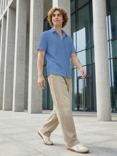 Image of Leriya Fashion Shirt for Man | Casual Short Sleeve Shirt for Men with Button Closure | Premium Poly Blend Regular Fit Textured Stylish Shirts | Spread Collar Shirts for Office,Travel,Holidays