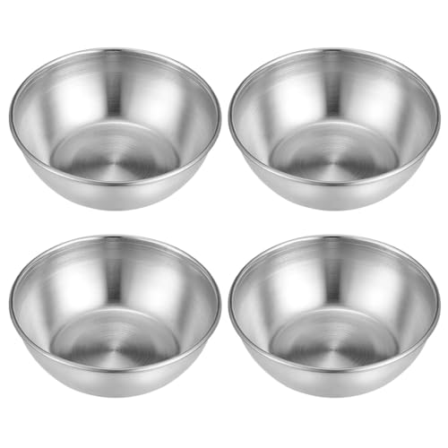 Hemobllo 4 piatti rotondi in acciaio inox per antipasti e salse giapponesi, piatti da portata per la casa e il ristorante