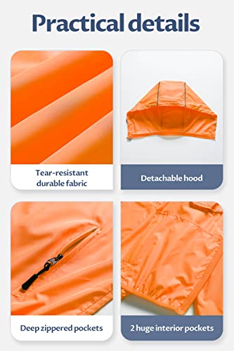 Image of CREATMO US Men's Packable Waterproof Running Rain Coats Reflective Cycling Jacket Windbreaker With Removable Hood