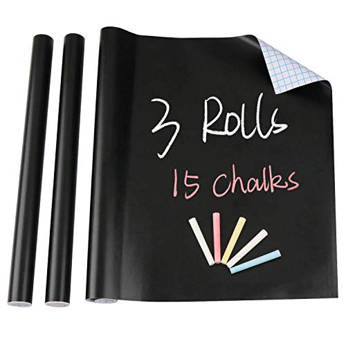 3 Rolls Chalkboard Contact Paper Self Adhesive 15 Chalks Included 17