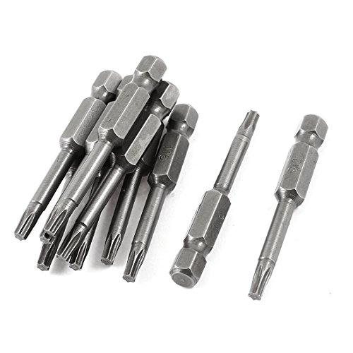 Sourcingmap 10pcs 7mm Hex Shank T15 Magnetic Tip Torx Screwdriver Bits 50mm Long, Variety pack