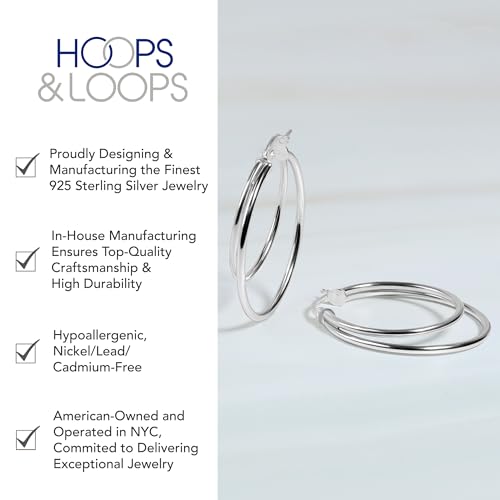 Hoops & Loops 925 Sterling Silver Double Circle 30mm Round-Tube Polished Click-Top Hoop Earrings for Women3