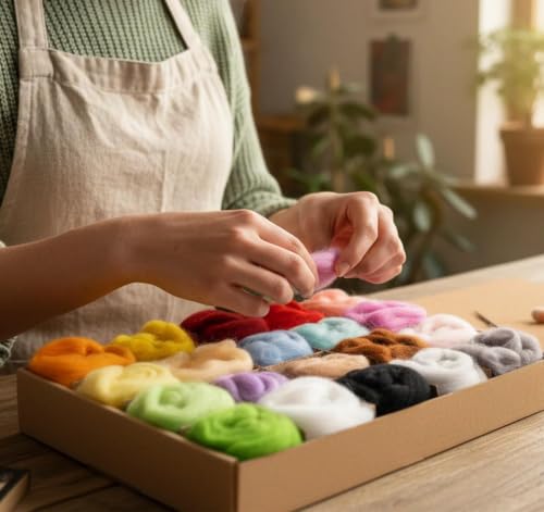 Image of 20 Colors Wool Roving 10g per, 7.05oz Total Needle FeltingWool DIY Craft