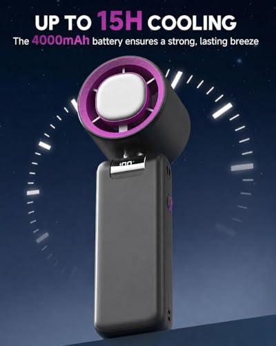 Image of Sevenaire Portable Hand Fan with Ice Touch Cooling, 13500 RPM, Mini Personal Fan 4000mAh USB-C Rechargeable [Up To 20H], 100-Speed Dial, Powerful Small Travel Fan for Makeup, Outdoor, Office -Grey