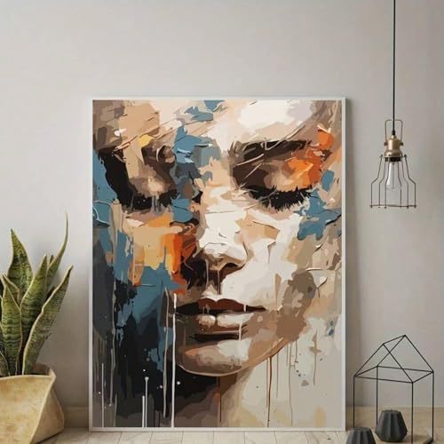 Peinture toile visage femme graffiti abstrait pour raviver un mur vide