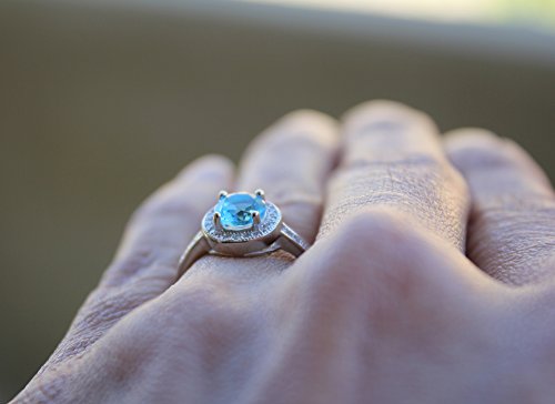 Oxford Diamond Co Halo Set Solitaire Cubic Zirconia Promise Engagement Ring .925 Sterling Silver Ring Size 12 #TOP4