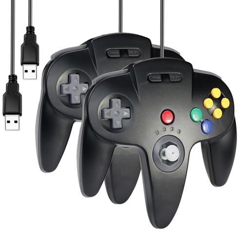 miadore 2x N64 Controller USB Gamepad Classic N64 Controller Joypad Joystick Für Mac und Windows Raspberry pi3,Schwarz