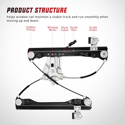 Image of Nilight 751-740 Power Window Regulator with Motor for Front Passenger Side Compatible with Chevy Cruze 2012 2013 2014 2015 2016 Chevy Cruze Limited Front Right Side,2pins